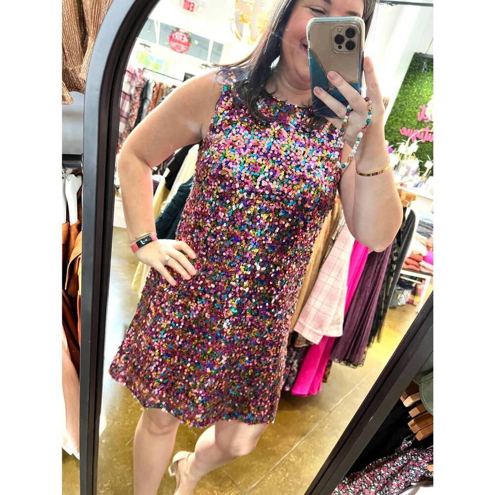 NEW SEE AND BE SEEN sequin dress in pink